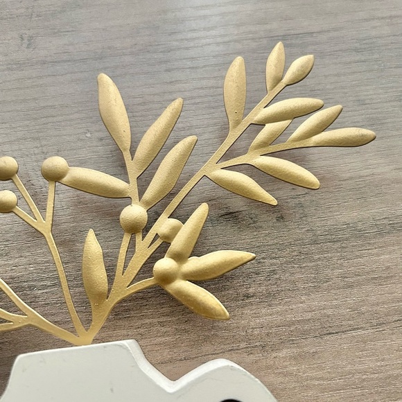 Set of (2) Ashland Decorative Wooden Vases with Gold Metal Accents - Picture 3 of 7